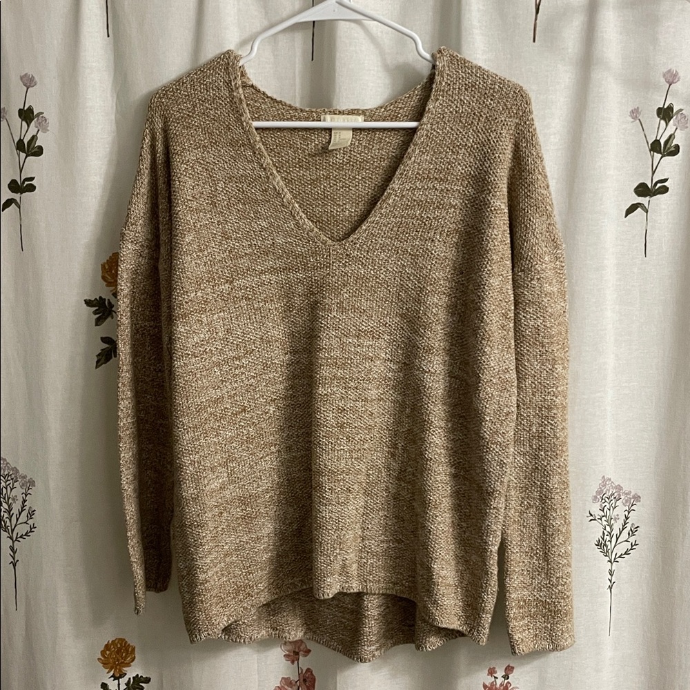 Cozy Tan V-Neck Sweater